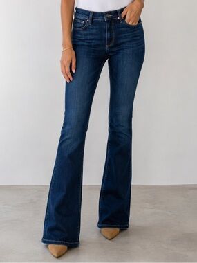 Paige Denim Flare Jeans Size 25 Dark Wash | Premium Stretch Bootcut Mid Rise